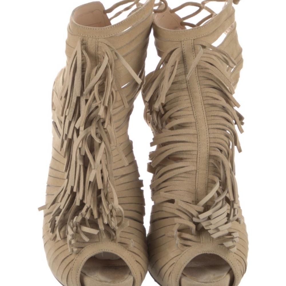 Christian Louboutin Tan Fringe Heels